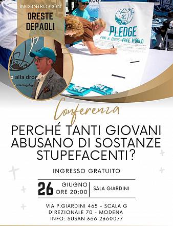 Conferenza: perchè tanti giovani abusano di sostanze stupefacenti?